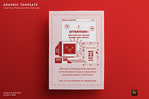 Love Virus theme Save the date card, an Invitation Template by Squirrel92