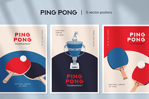 Ping pong, table tennis posters set, a Sport Illustration by Good Studio