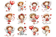 Whimsical Valentines Cupid Clipart, an Illustration by Design Market (Thumbnail 2 of 5)