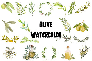 Watercolor Olive Clipart