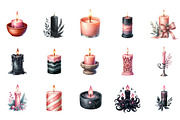 Pink and Black Candles Clipart, an Illustration by Designking (Thumbnail 2 of 5)