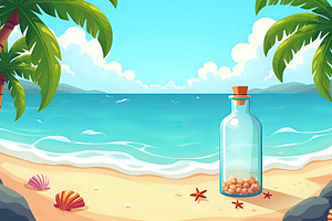 Island Shore With Message In A Bottl, a Photo by LOGOCREATIVE