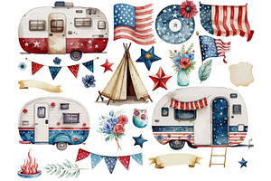 4th Of July Camper Clipart