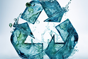 Recycling symbol consisting of water splashes