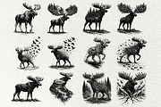 Moose Scenes SVG Graphics, an Animal Illustration by DENIDigitalArtSudio (Thumbnail 3 of 6)