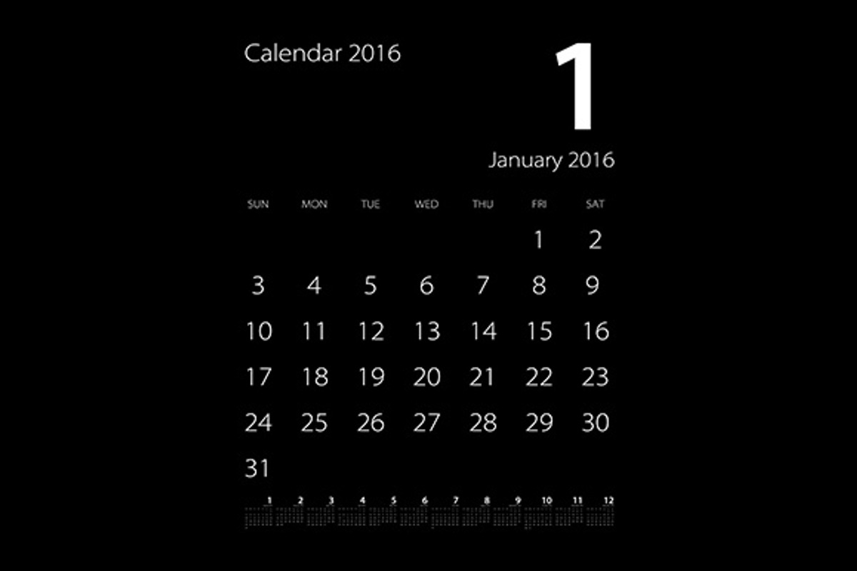 Calendar 2016 black & white, a Stationery Template by Rommeo79 (Photo 2 of 2)