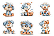 Whimsical Valentine Dogs Clipart, an Illustration by GatewayDesign (Thumbnail 2 of 3)