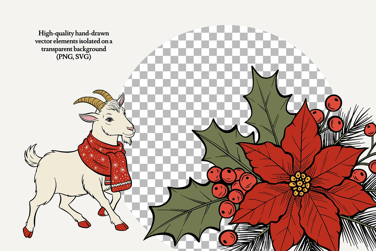 Retro Christmas Clipart Vector Set, an Animal Illustration by ilonitta (Photo 5 of 12)