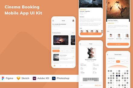 Cinema Booking Mobile App UI Kit, an UI Kit Template by Betush