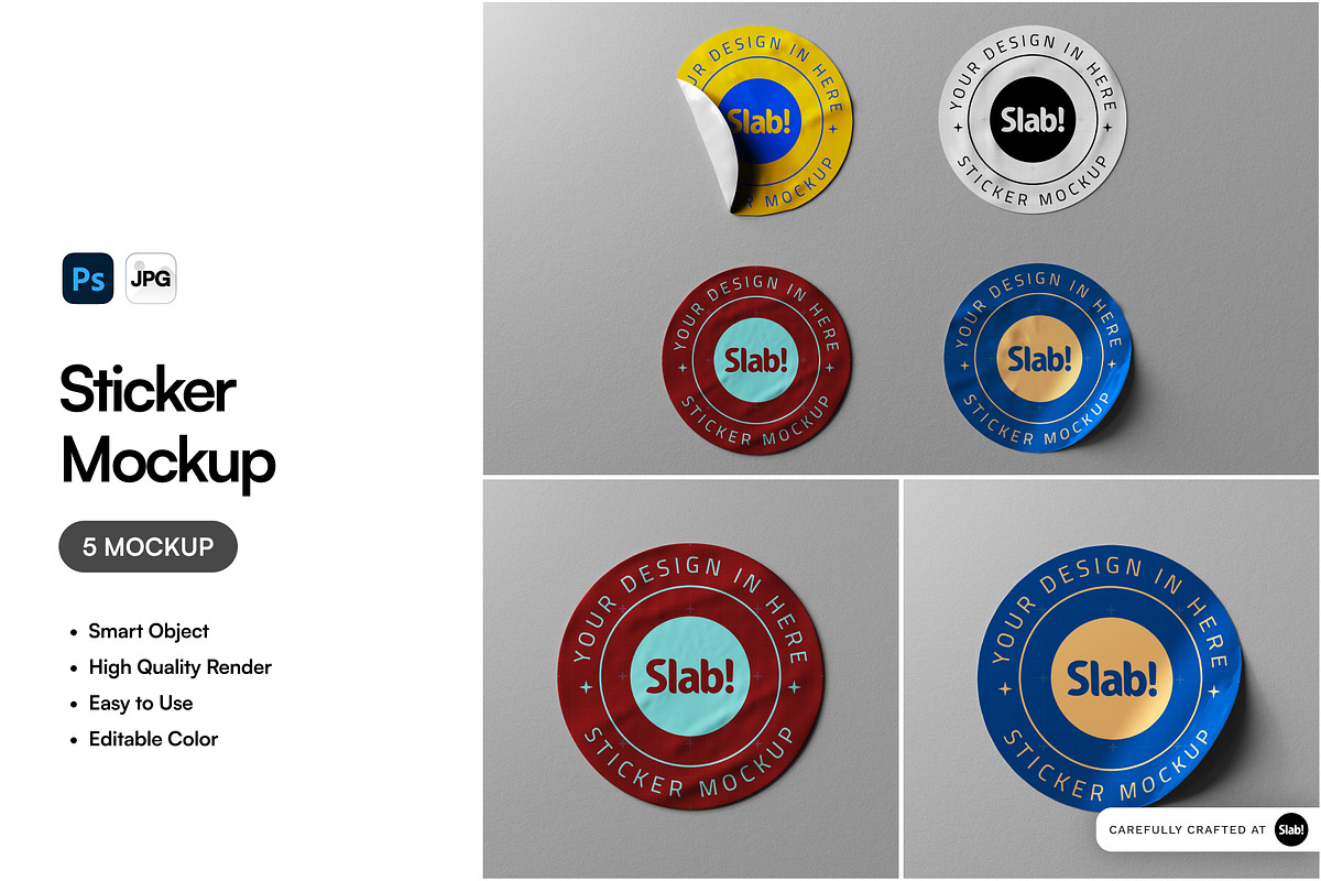 Sticker Mockup, a Product Mockup by SLAB! Design (Photo 1 of 7)