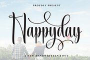 Happyday | Script Font, a Handwritten Font by Scratchones (Thumbnail 1 of 9)