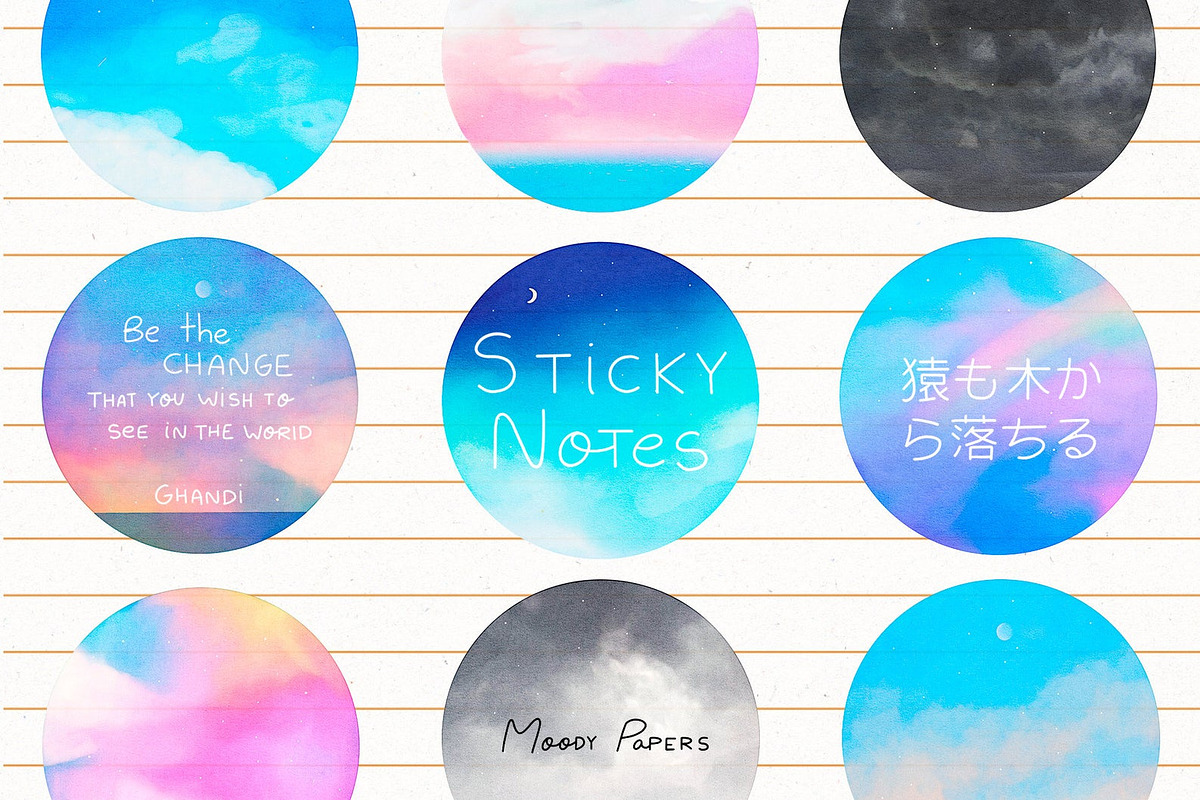 Watercolor Sticky Notes, an Illustration by MoodyPapers (Photo 1 of 2)