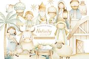 Nativity Story Watercolor Clipart, an Illustration by MockupWizard (Thumbnail 1 of 5)