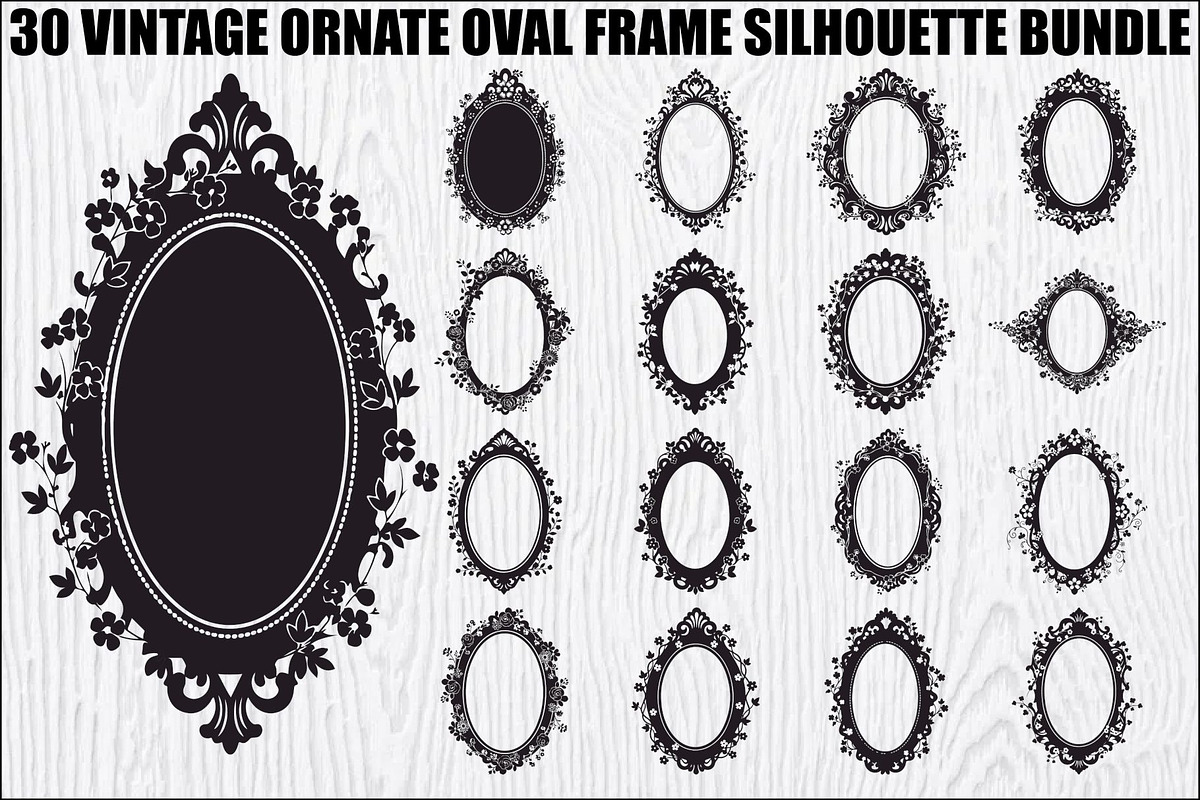 Vintage Ornate Oval Frame Bundle, an Illustration by jahid234 (Photo 1 of 31)