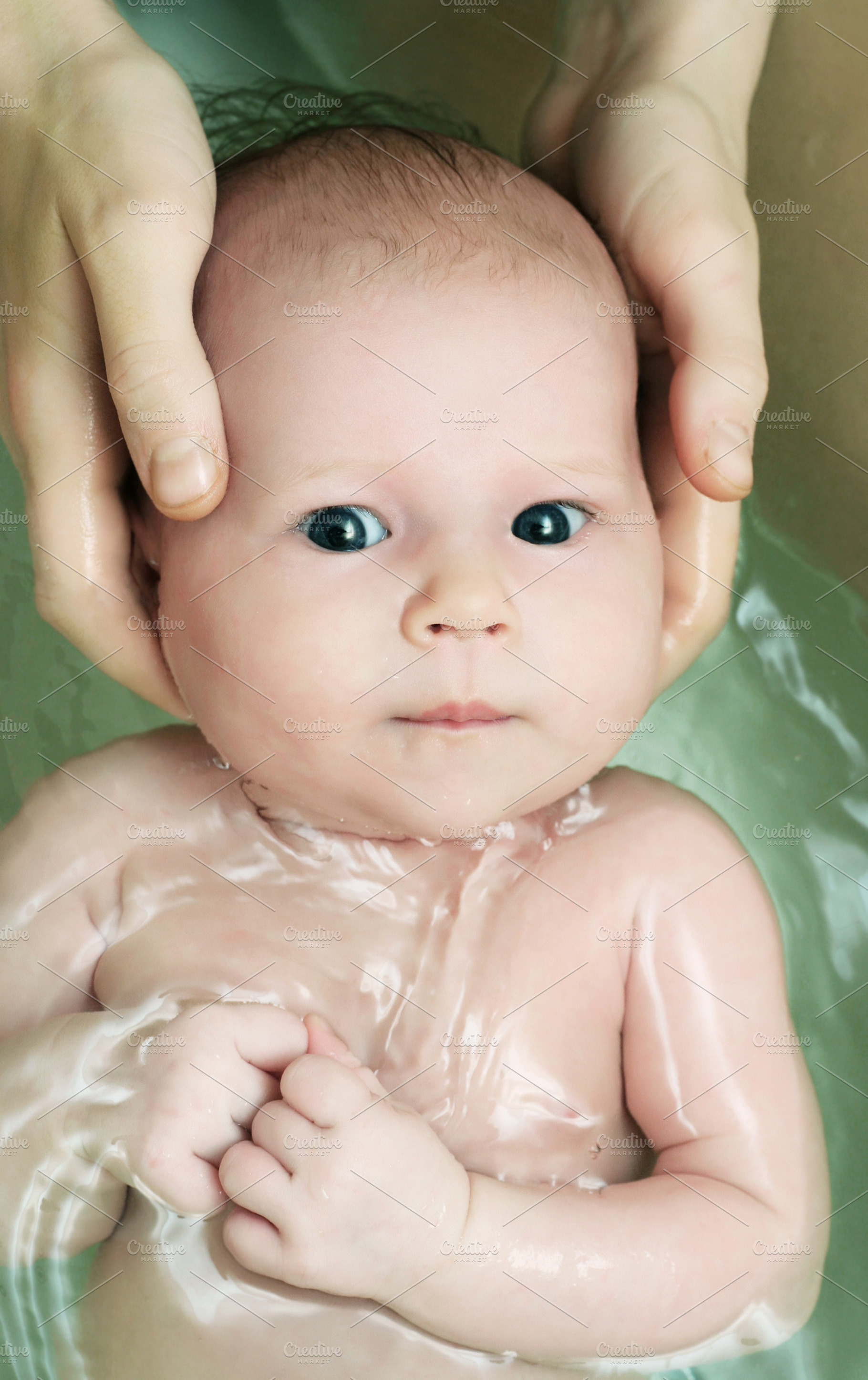 Newborn baby swim, a Photo by saiko3p