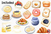 Watercolor Breakfast Clipart, a Food Illustration by Vavavan Artwork (Thumbnail 2 of 4)
