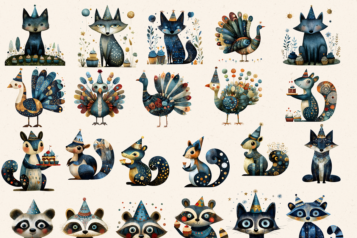 FOLK WOODLAND PARTY CLIPART, an Animal Illustration by Daring Digies (Photo 2 of 9)