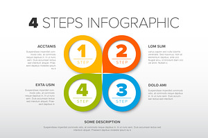 Four color circle steps infographic