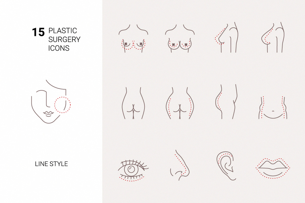 Plastic surgery icons, an Outline Icon by mayrum (Photo 1 of 2)