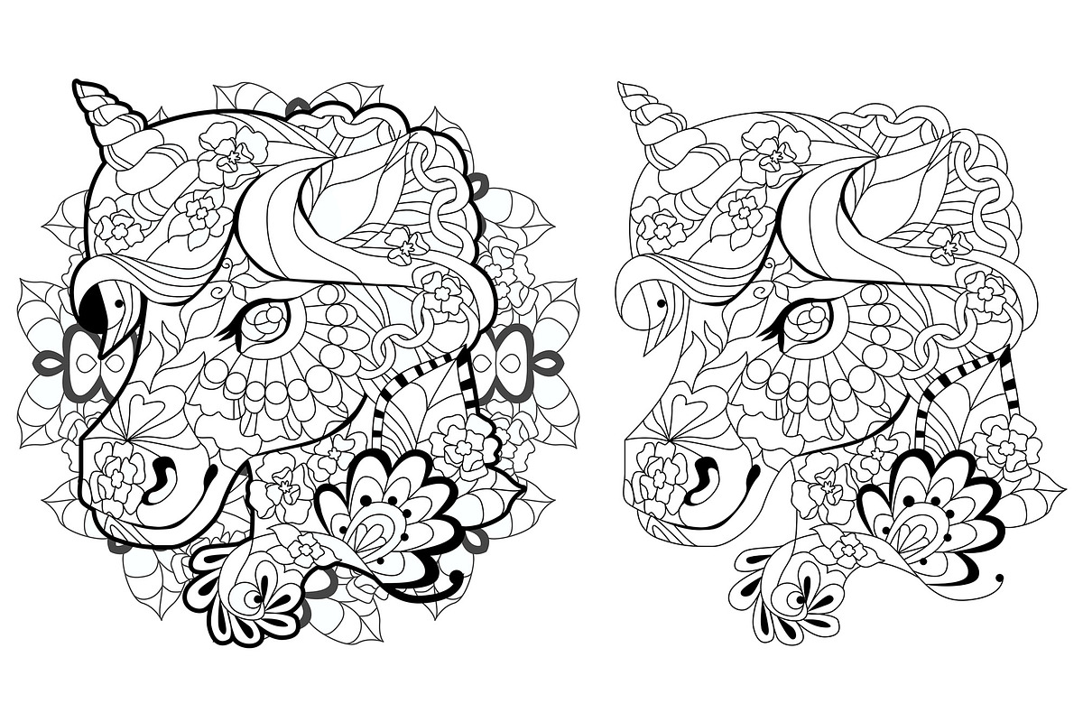 Unicorns for coloring, an Animal Illustration by Watercolor fantasy (Photo 8 of 8)