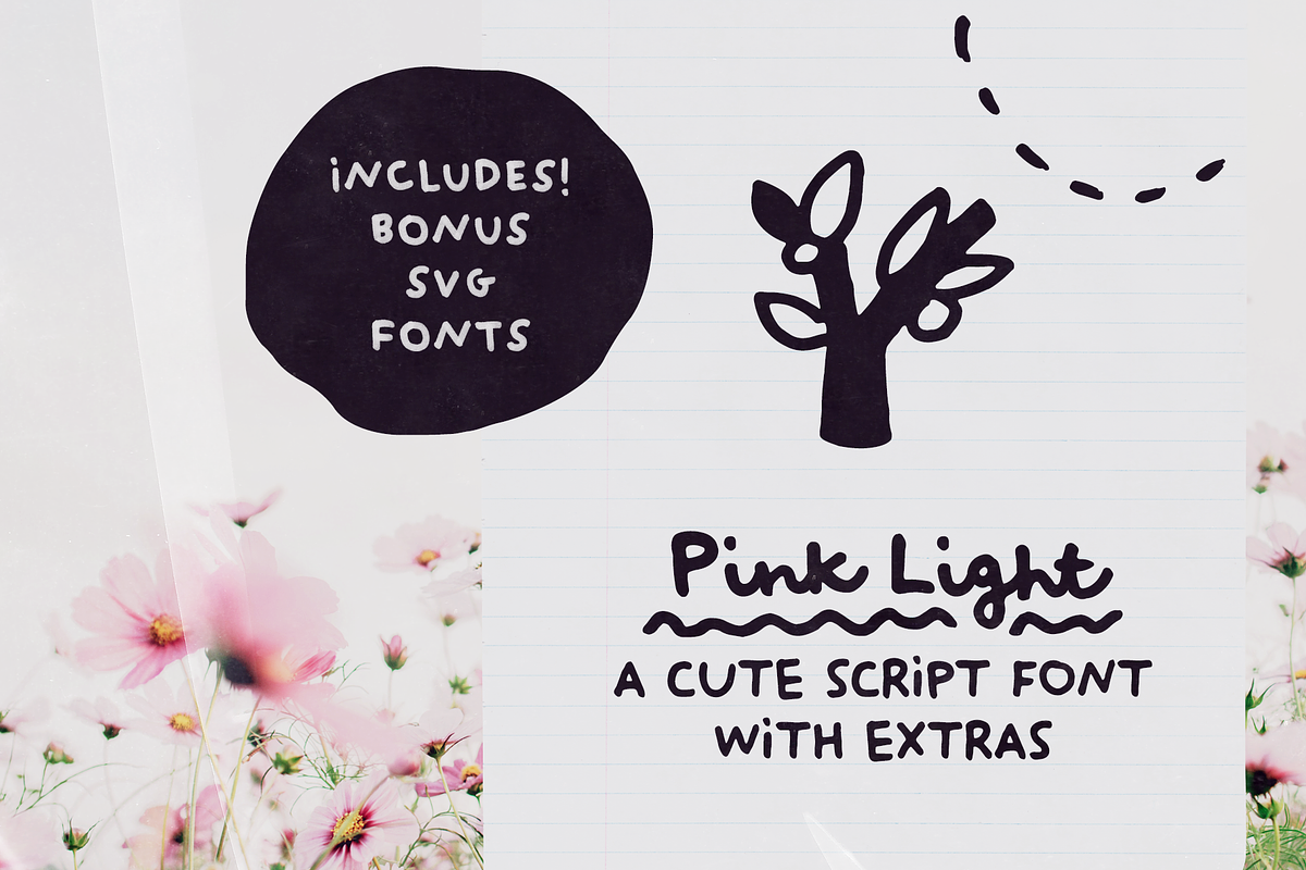 Pink Light cute script font with SVG, a Handwritten Font by Ana's Fonts (Photo 1 of 11)