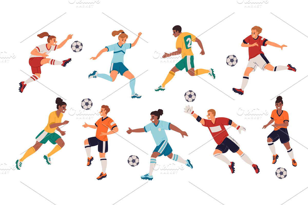Cartoon football players. Athletes, a Sport Illustration by Vectorbuum