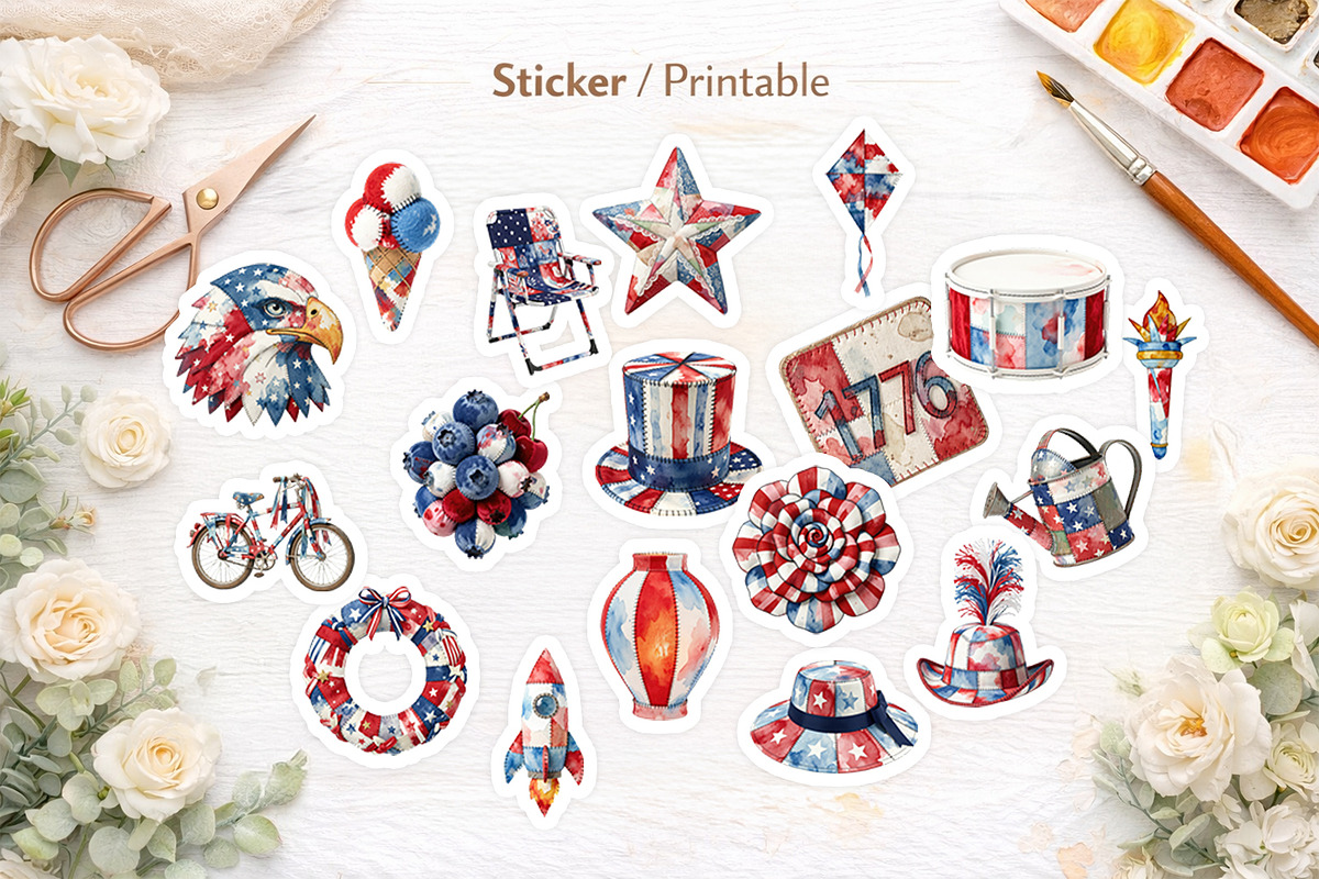 Patriotic Patchwork Sublimation, a Seasonal Illustration by Artnoy (Photo 7 of 18)