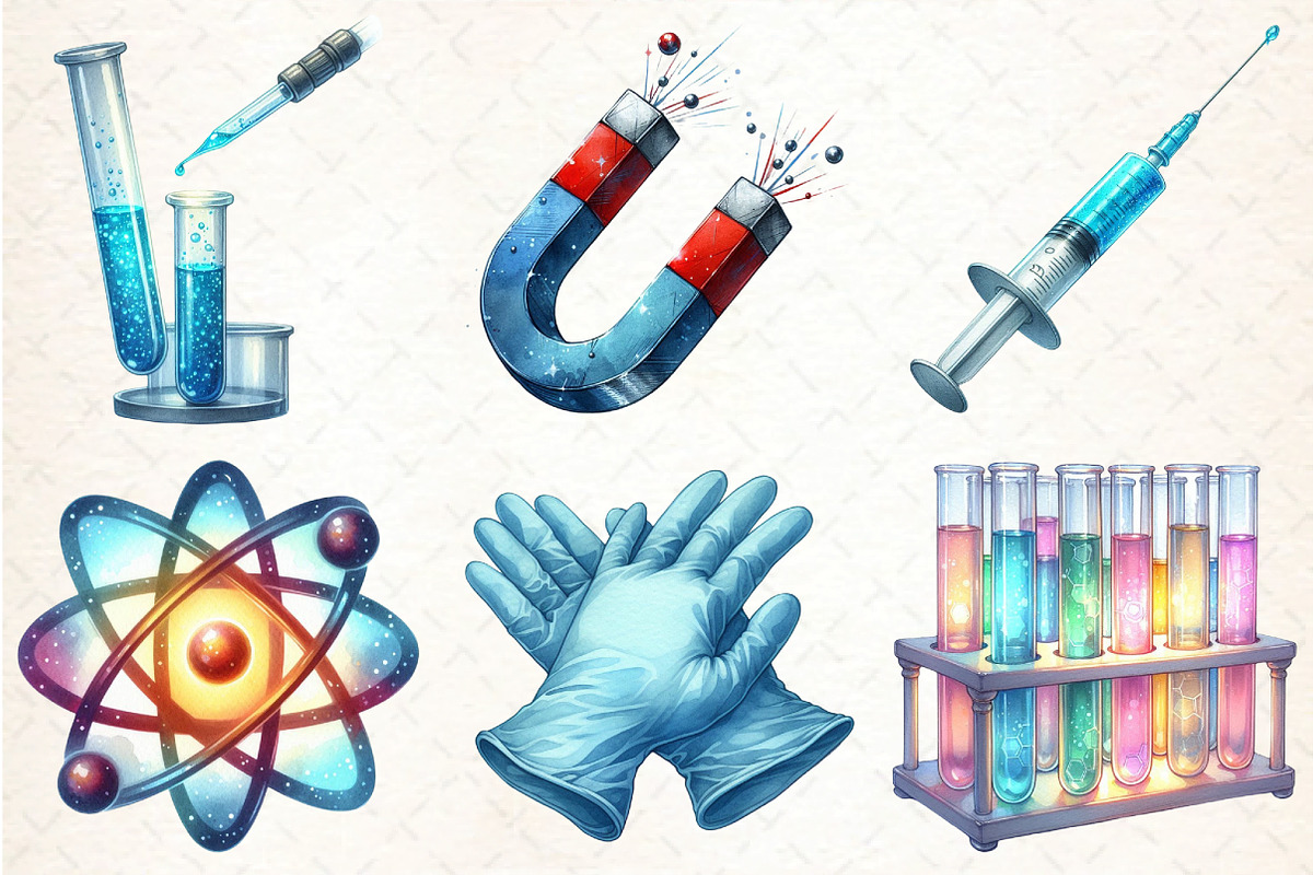 Science Lab Watercolor Clipart, an Illustration by DreamCafeArt (Photo 3 of 5)