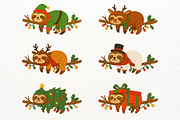 Funny Christmas Sloth Clipart, a Seasonal Illustration by Nicolle's Colorful Art (Thumbnail 2 of 6)