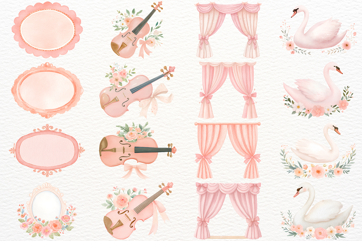 Pink Ballet Clipart Baby Ballerina, a Person Illustration by SugarCloudStudioArt (Photo 2 of 9)