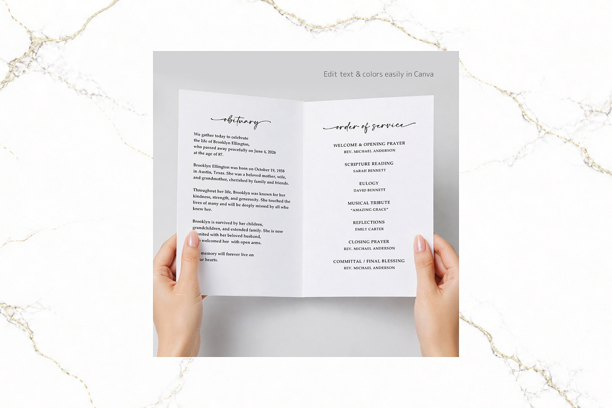 Funeral Bifold Program Canva FR004, a Brochure Template by TyphoonStudio (Photo 6 of 10)