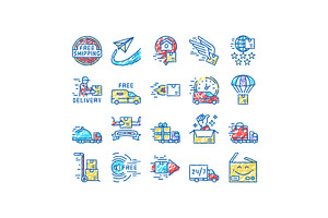 Free Shipping Service set Icons hand, an Object Illustration by pikepicture