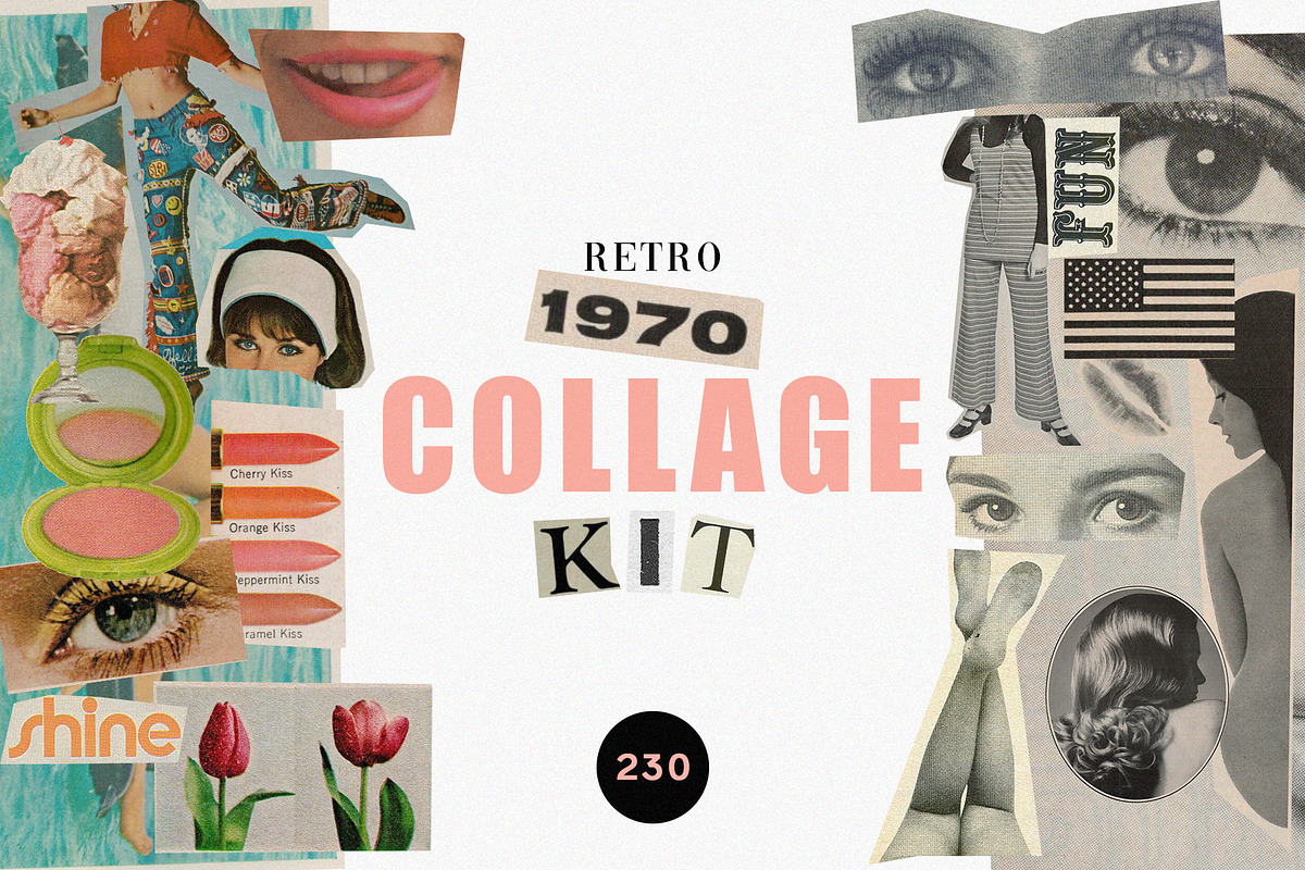 70s Retro Collage Kit / 230+ objects, an Object Graphic by Kaleriia (Photo 1 of 11)
