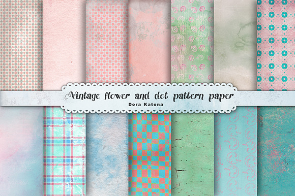 Vintage Flower and Dot Paper preview 6