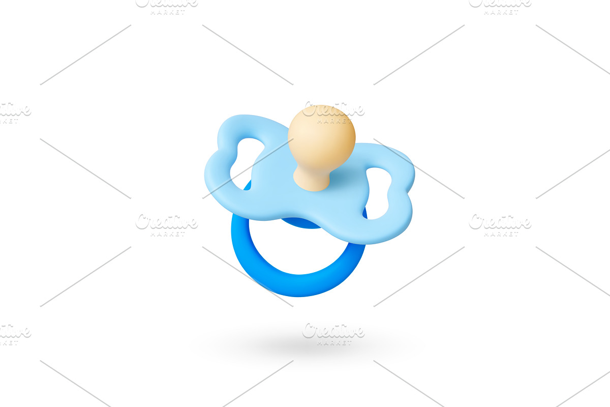 Baby boy pacifier 3d icon. Isolated, an Illustration by Valerie Bodnar