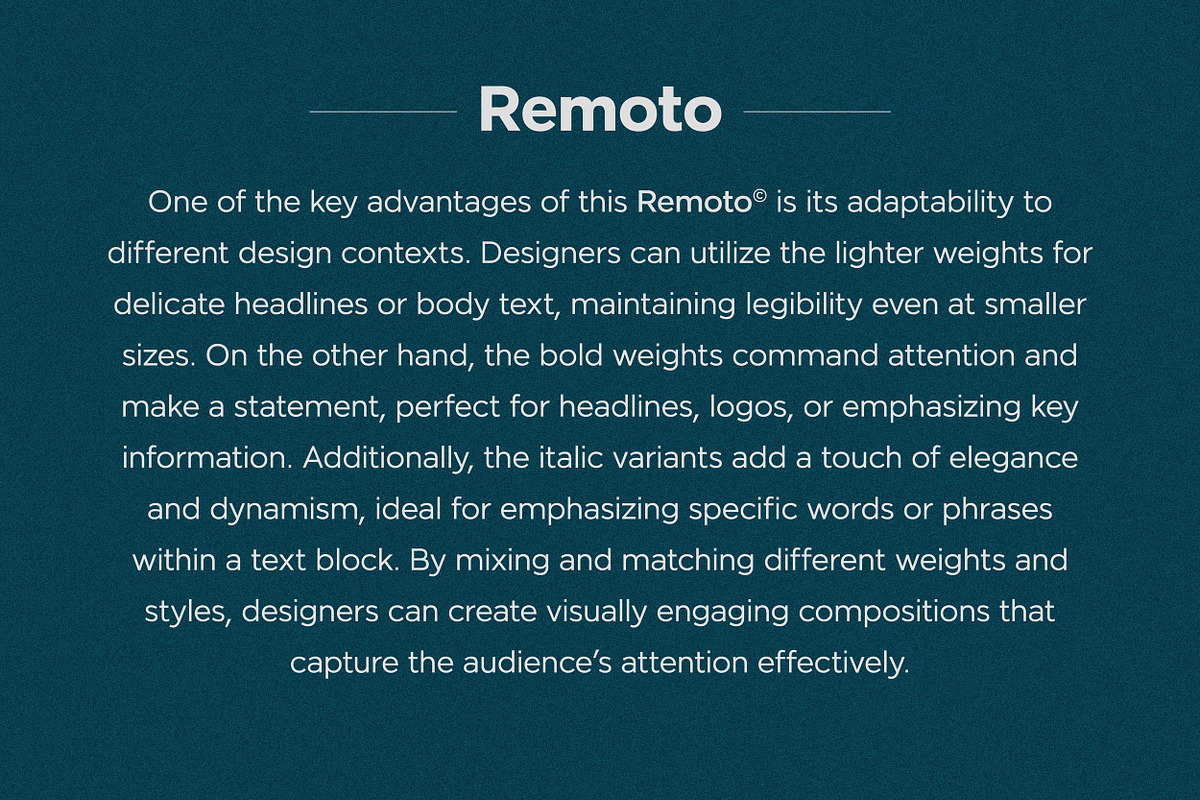 Remoto Typeface, a Sans Serif Font by JAM Type (Photo 9 of 35)