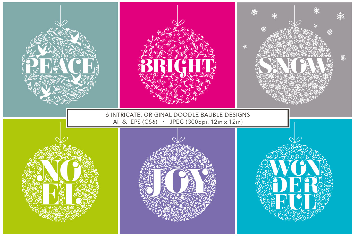 Christmas Doodle Baubles, a Decorative Illustration by Katy Clemmans (Photo 3 of 5)