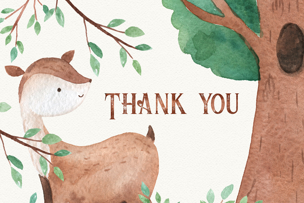 Woodland Animals Watercolor Clipart, an Animal Illustration by LeMagiqueBoutique (Photo 5 of 5)