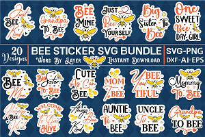 Bee Sticker SVG Bundle