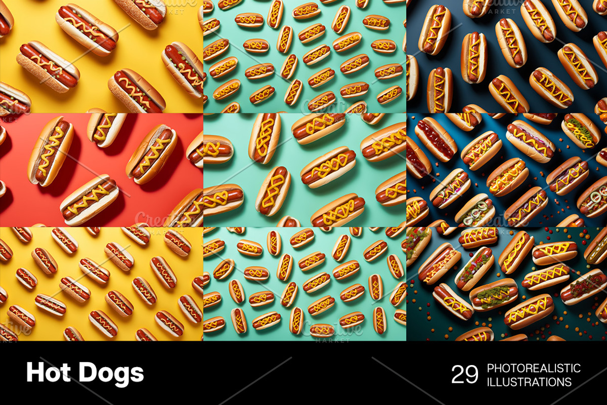 Hot Dogs 29 Patterns., a Food & Drink Photo by Handmadefont (Photo 6 of 9)