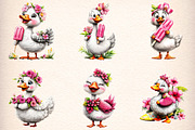 whimsical summer goose clipart, an Illustration by GatewayDesign (Thumbnail 2 of 9)