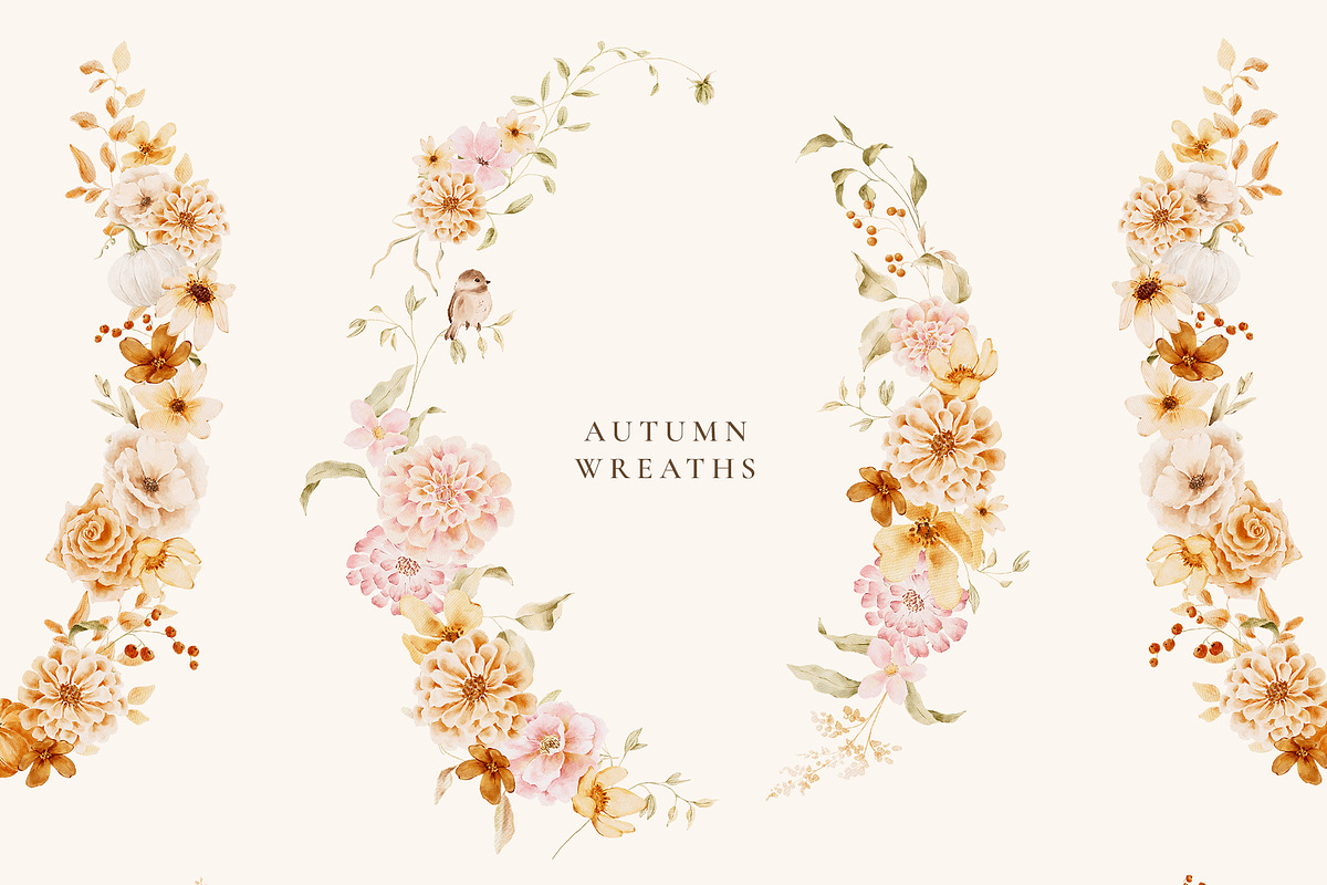 Autumn Watercolor Florals & Pumpkins, a Seasonal Illustration by Altea Design Studio (Photo 14 of 21)