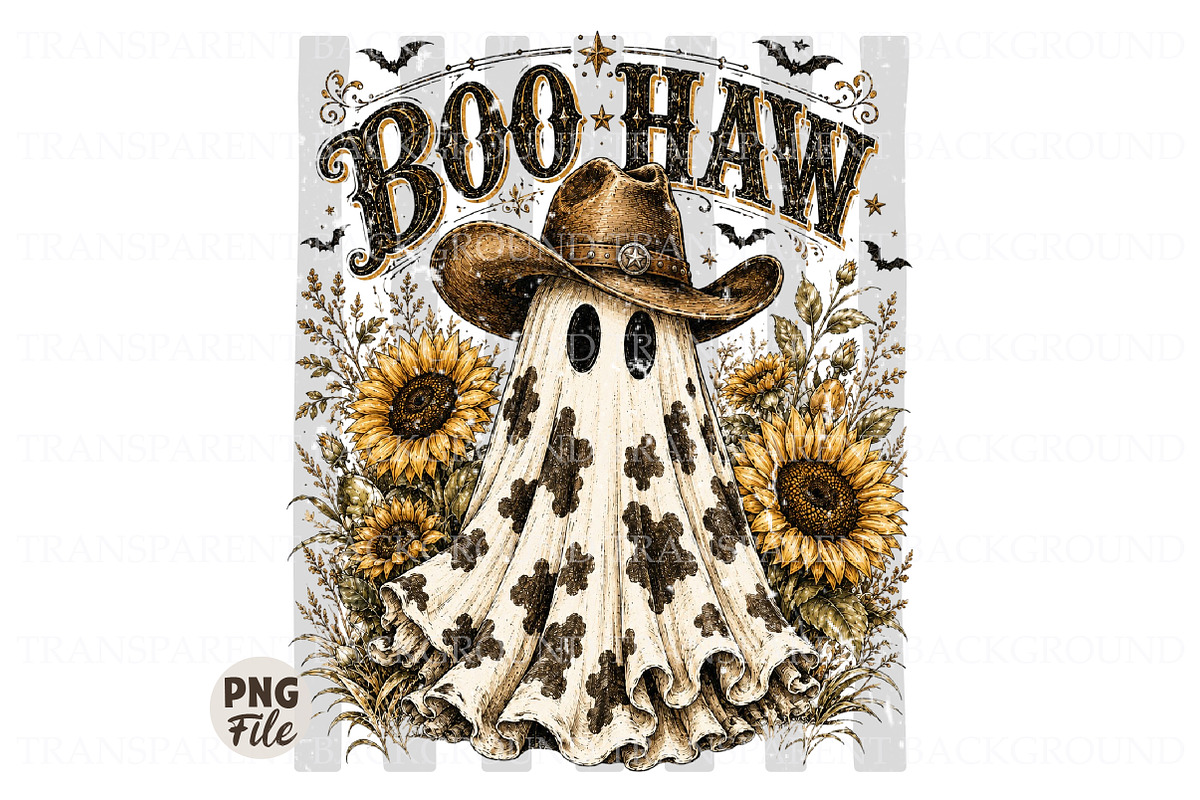 Boo Haw Ghost PNG,Western Halloween, a Seasonal Illustration by Libby Wishes (Photo 1 of 3)