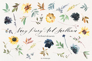 Navy Peony & Sunflower Florals PNG, a Decorative Illustration by whiteheartdesign (Thumbnail 6 of 7)