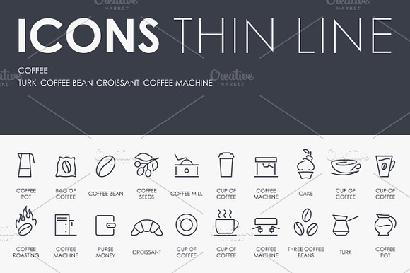 Coffee Thinline Icons