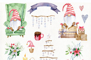 Christmas gnome watercolor clipart, a Decorative Illustration by Nebbia (Thumbnail 6 of 12)