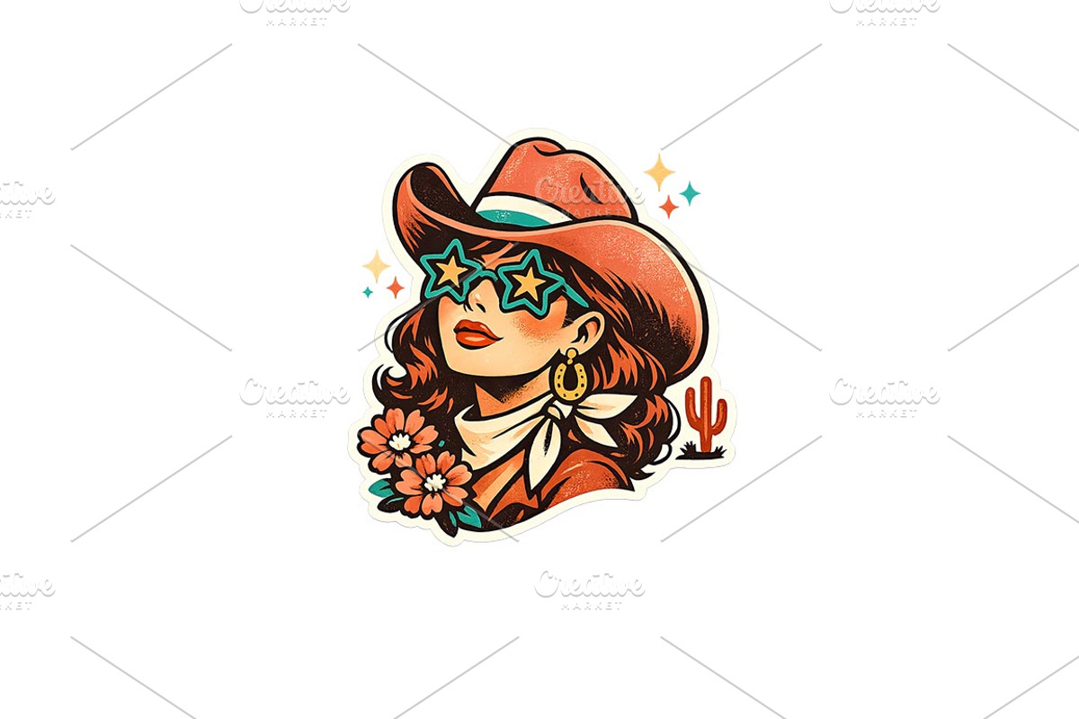 Retro Cowgirl Wall Art Western Woman, a Background Graphic by LaseredNinja (Photo 2 of 3)