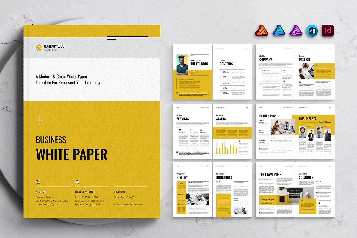 Business White Paper Template, a Brochure Template by DesignCrest (Photo 1 of 13)