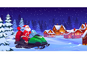 Santa Claus on snowmobile, a Seasonal Illustration by Seavector Studio (Thumbnail 1 of 3)
