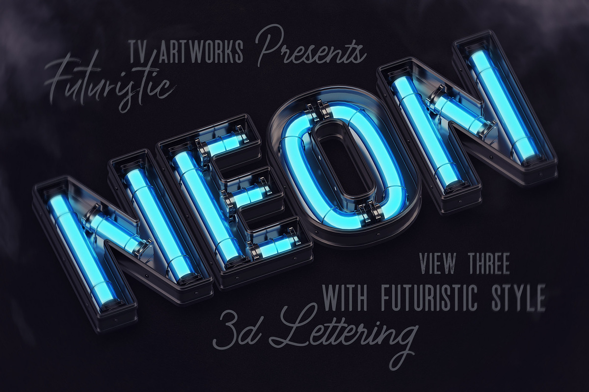 Futuristic Neon 3D Lettering, a Graphic by TVartworks (Photo 5 of 20)